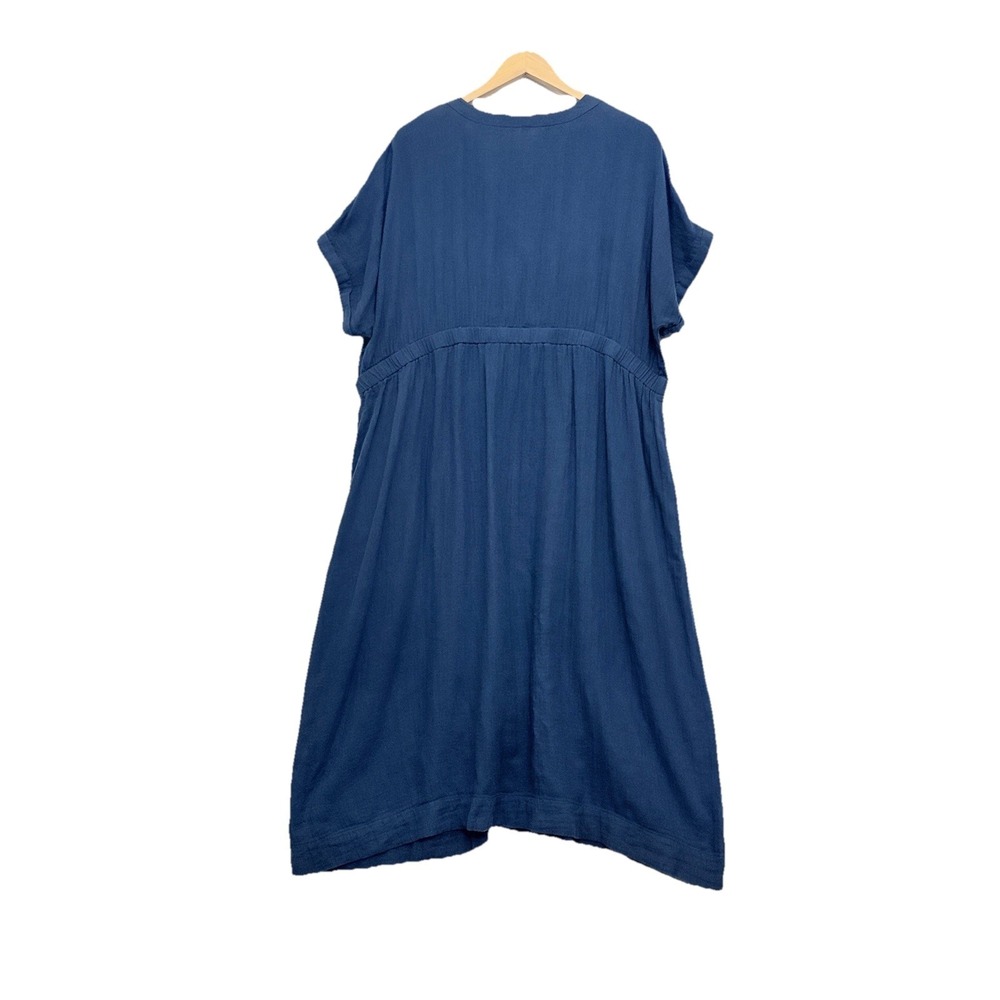 Pact Women's Coastal Double Gauze Shirt Dress Size XXXL Navy Beach Coastal 3X - Picture 3 of 9